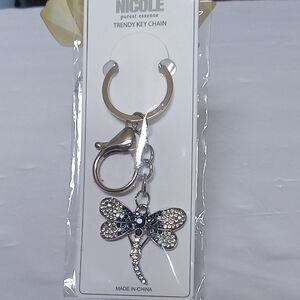 Nicole Brand Dragonfly Keychain or Bag Charm Blue and Silver